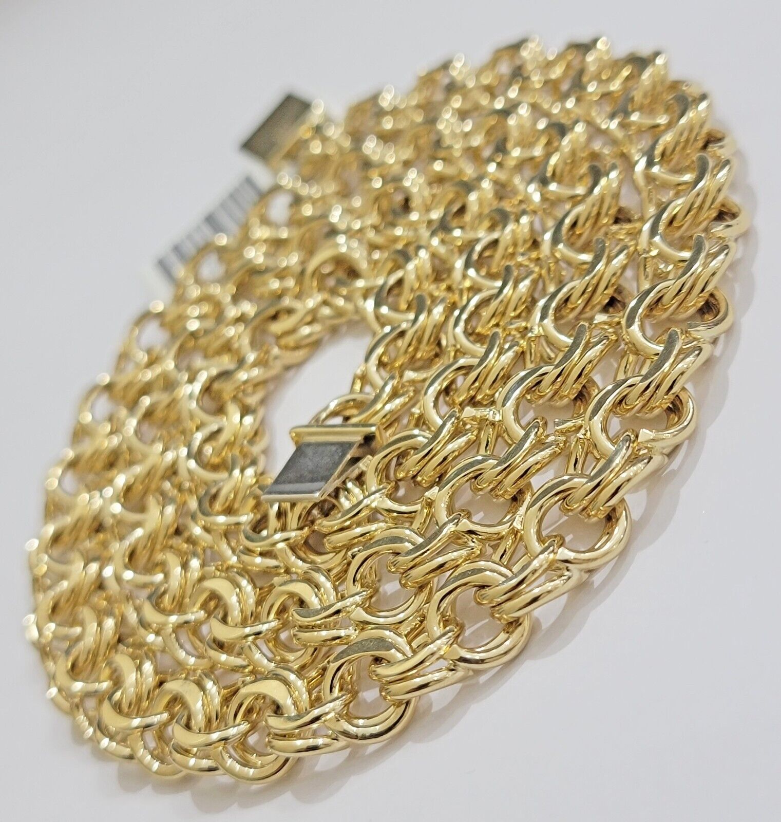 10k Yellow Gold Chain Chino Necklace Solid Link 9mm 20 Inch Real 10kt Box Clasp - GoldenlinQ